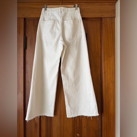 Zara Cream Wide Leg Denim - Picture 2 of 4